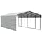 Arrow Storage Products Galvanized Steel Carport, W/ 1-Sided Enclosure, Compact Car Metal Carport Kit, 12'x29'x7', Eggshell CPH122907ECL1 - alternate 1